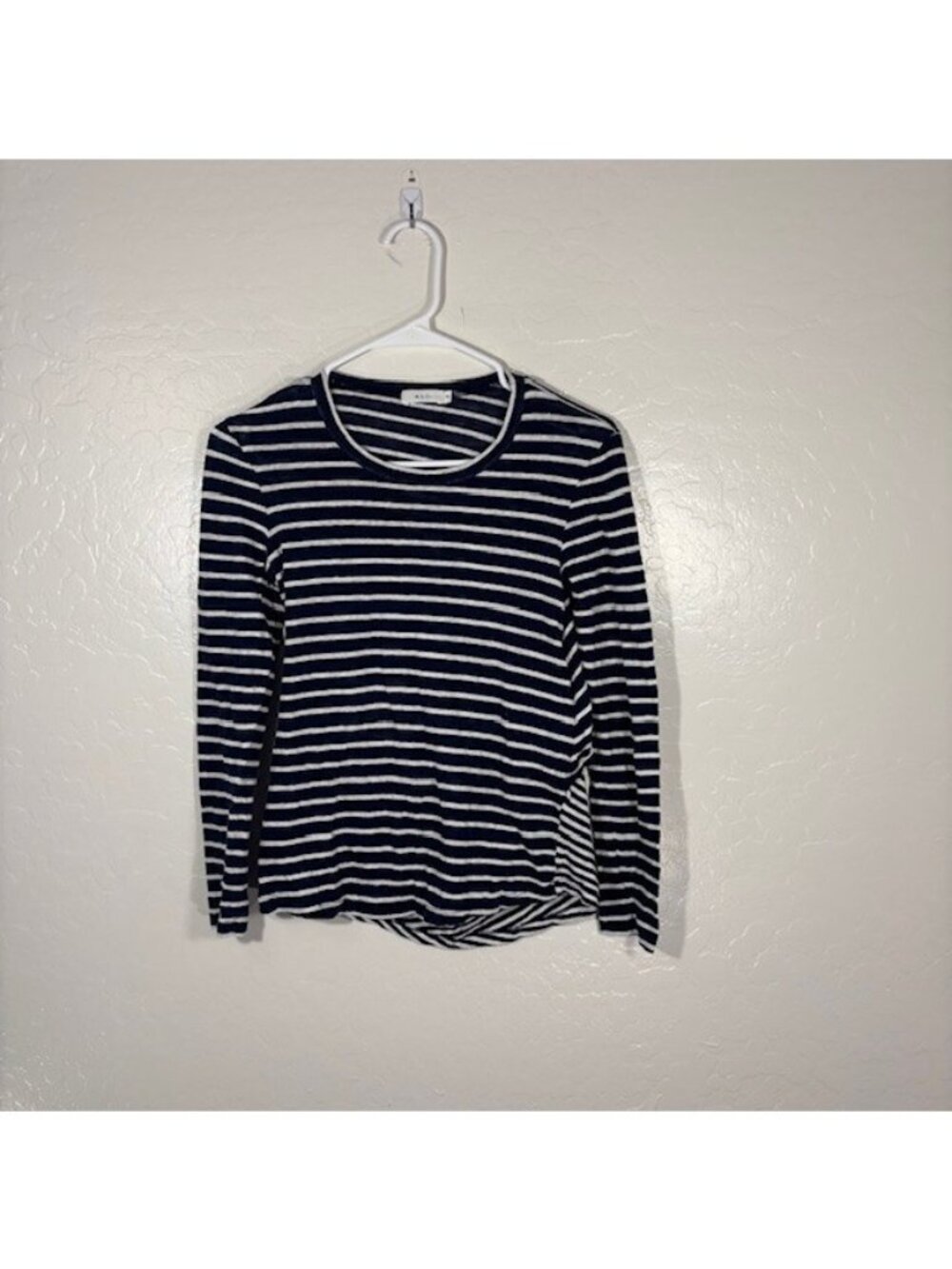 ALC Top Womens XS Open Back Linen Navy White Striped Shirt